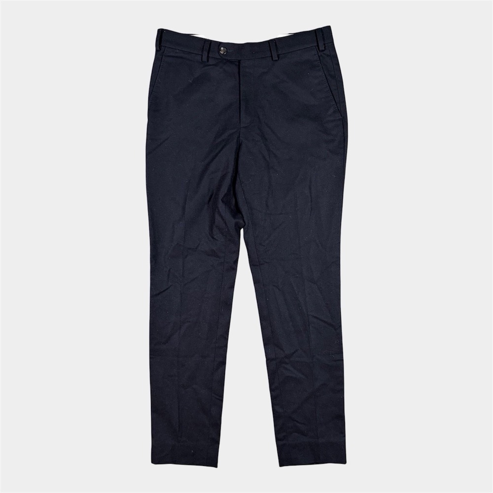 Suitsupply The Brescia Turn Up Navy Blue Wool Flannel Flat Front Men Pants 31x29